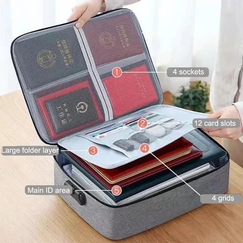 3 Layer Document Organizer File Folder Passport Storage Briefcase Bag - USA