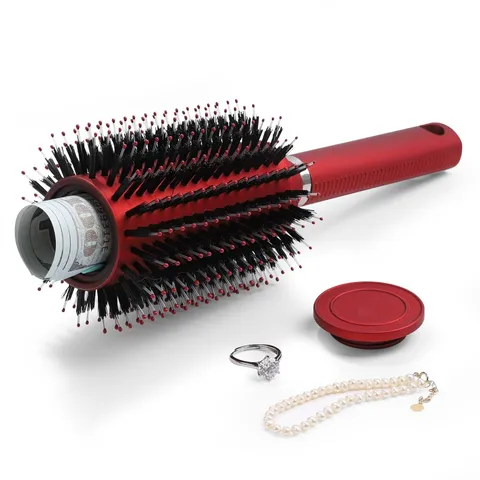 Red Hair Brush Hidden Diversion Safe for Cash