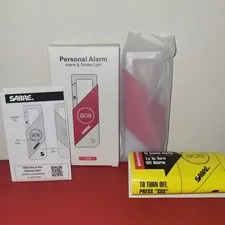 SABRE~ Compact Personal Alarm & Strobe Light + SOS Button w/ Integrated Clip-RED