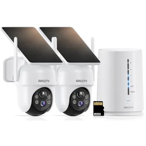 Wireless Security Camera System Solar Battery Powered Home Outdoor WiFi PTZ IP65