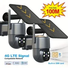 2 pack 4G solar PTZ camera , 2K QHD Resolution 4g Lte Cellular Security Cameras