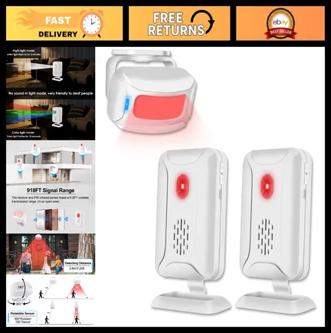 Wireless Door Sensor Chime, Motion Detector Alarm, Entry Alert System, 918ft Ran