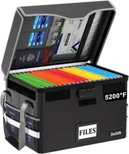 Portable Fireproof File Safe Box with Handle - Water-Resistant Lockable Storage