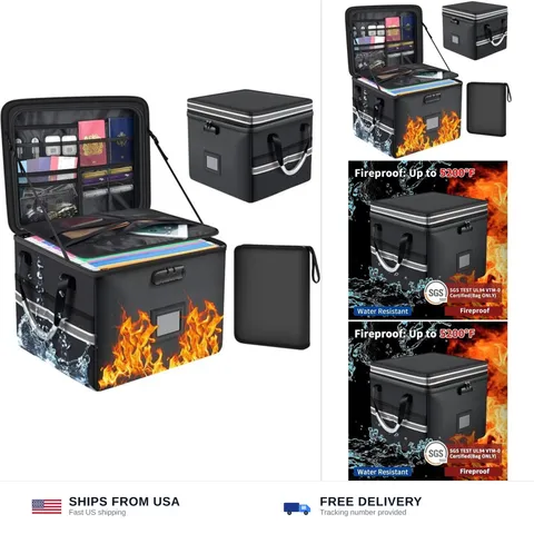 5200°F Upgraded Fireproof Document Box & Expanding File Folder, 60L | 2 Layer...