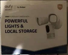eufy Security Floodlight Camera, 1080p, No Monthly Fees,  WHITE