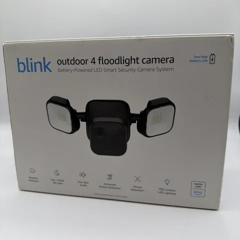 BLINK Outdoor 4 Floodlight Security Camera 1080p Battery Powered Black NEW