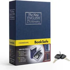 Diversion Safe Book Box Lock Box with Key Large Sized Blue Dictionary Concealed
