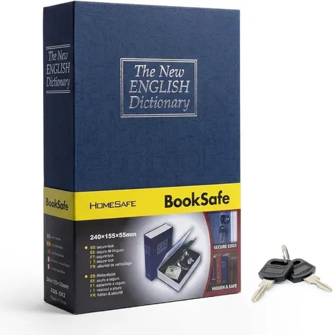 Diversion Safe Book Box Lock Box with Key Large Sized Blue Dictionary Concealed