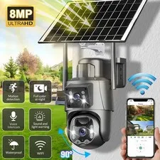 8MP Solar Battery Powered Camera Wireless WiFi Dual-Lens Security Camera System