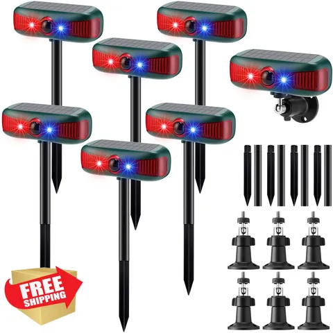 Qualirey 6 Pc Solar Motion Siren Red 129dB Alarm