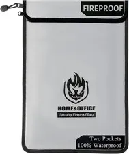 Upgraded Two Pockets Fireproof Document Bag (2000℉),  15”X 11”Waterproof Firepro