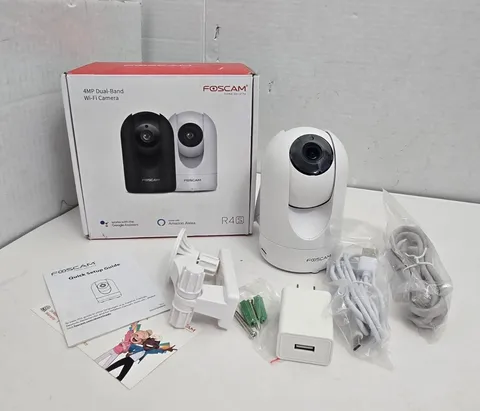 Foscam R4S 4MP Dual-Band Wi-Fi Camera Night Vision Alexa Google WHITE Open Box