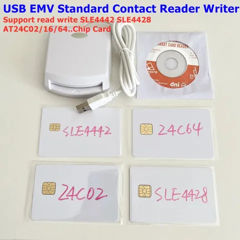 ISO7816 Contact EMV SIM eID Smart Chip Card Reader Writer Programmer +Test cards