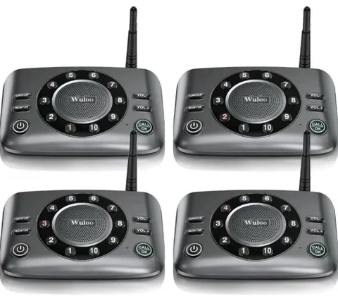 Wuloo S600-P4 Black Hands-Free Intercoms Wireless Two Way Audio (4 PACK)