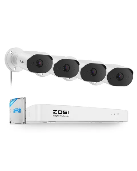 8CH Home Security Camera System with Audio, 4pcs 1080p Cam, 500GB HDD