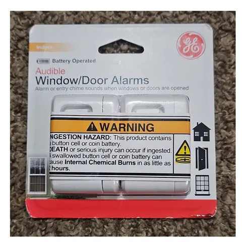 GE Audible Alert Window/Door Alarm Battery Powered Indoor Security Device White