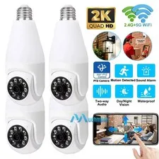 Lot 2K E27 Light Bulb & Security Camera 5G/2.4G WIFi 360° PTZ Night Vision Cam