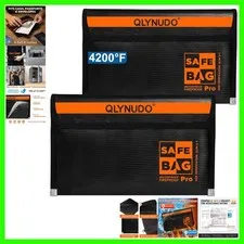 Fireproof Money Bag 2-Pack - Water-Resistant, Flexible Cash Storage 9.5x5.8 Inch