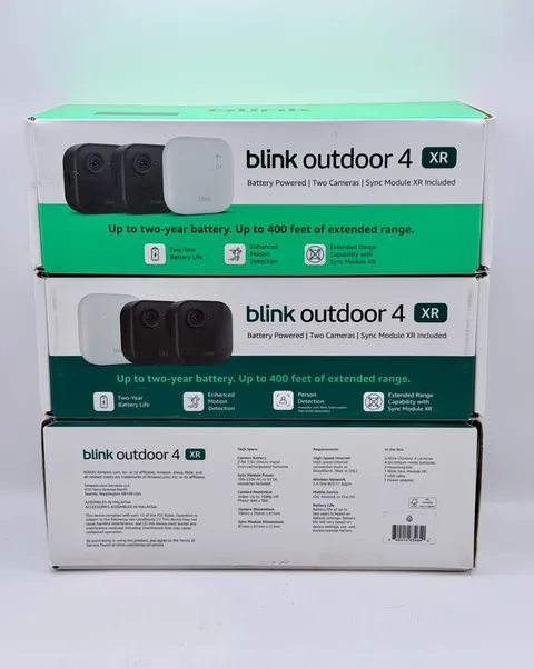 Blink Outdoor 4 XR 2 Security Camera Kit with XR Sync Module & 4x Coverage - NEW