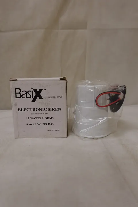 BASIX - 15W / 6-12VDC Security Alarm Siren Horn - High Impact ABS Plastic - 15WS