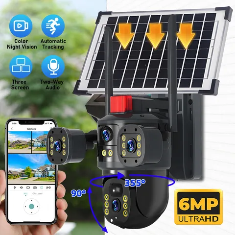 Solar Battery Powered Wireless WiFi Outdoor Pan/Tilt Home Security Camera System