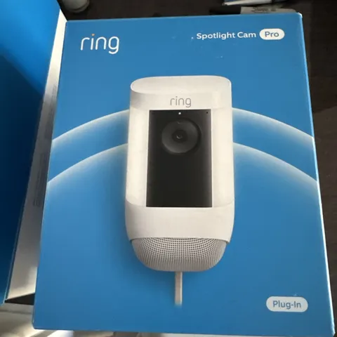 Ring Spotlight Cam Pro Wi-Fi Wired Plug-In Outdoor Security Video Camera - White