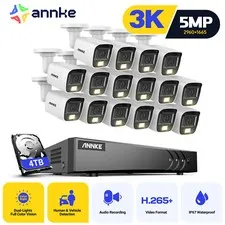 ANNKE 16CH DVR 5MP Audio Wired Security Camera System Outdoor Color Night Vision