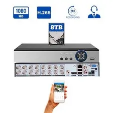 Evertech 16 Channel H.265 Security DVR with 8TB Memory Storage for Systems