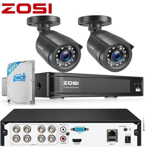 ZOSI 8CH DVR 1080p Home Security Outdoor Camera System Night Vision 500GB HDD