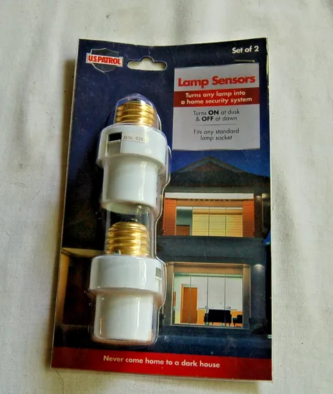 U.S. Patrol Set of 2 Lamp Sensors Fits Standard Sockets Home Security  NEW