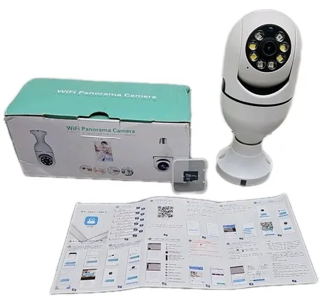 Wifi Panorama Camera w/Remote Viewing • 360° • 2-Way Audio • Memory Card [48]