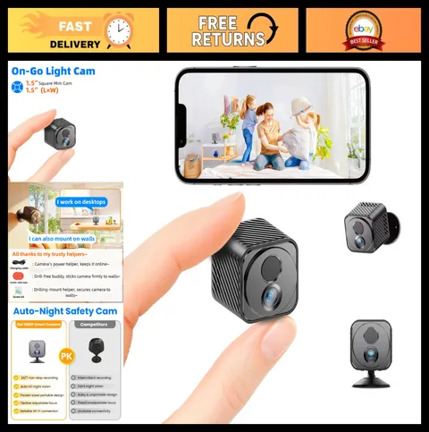 Wireless Mini Camera 1080P HD, AI Motion Detection, Night Vision, 30-Day Battery