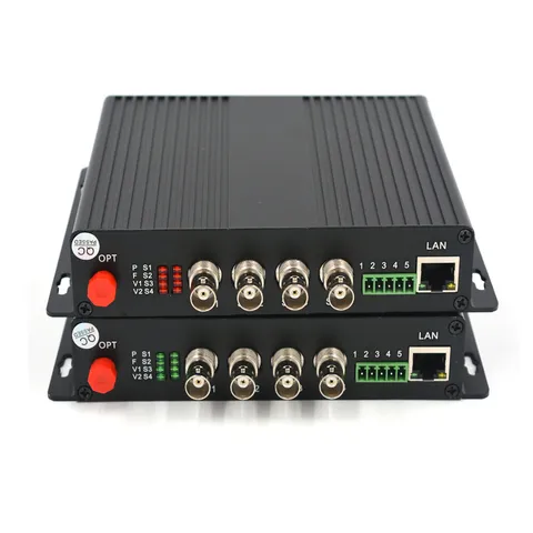 4 HD SDI Video/Audio/Ethernet over Fiber optic Media Converters singlemode FC