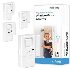 Door Alarms for Home Security, 4 Pack Window Alarm Sensors Adjustable Chime