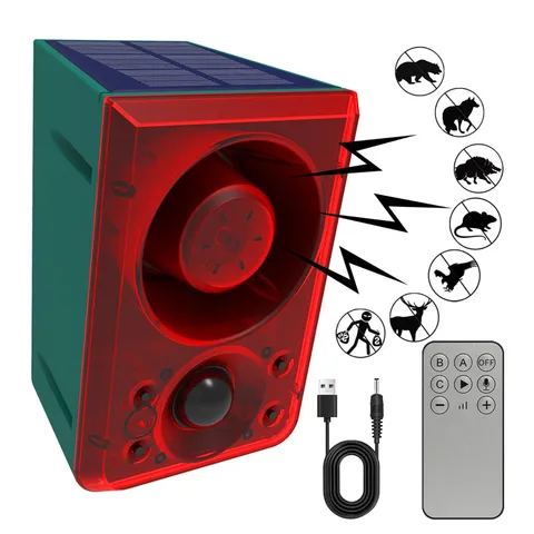 Solar Outdoor Motion Sensor Alarm - Dog Barking & Gunshot Sound, Support Reco...
