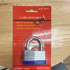 50mm Laminated Padlock Hardened Steel Shackle Security Metallic Model 00175