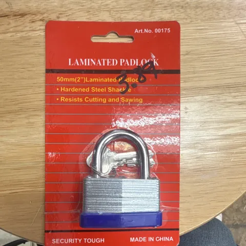 50mm Laminated Padlock Hardened Steel Shackle Security Metallic Model 00175