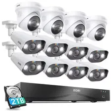 16-Channel 4K 8MP NVR Home Security Camera System with 12 Wired Spotlight Camera
