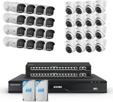 ZOSI 32CH 32 x 8MP 4K PoE Security Camera System Night Vision Detect Audio 8TB