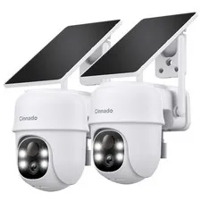 2K Solar Wireless Outdoor Security Cameras White B6 2Pack