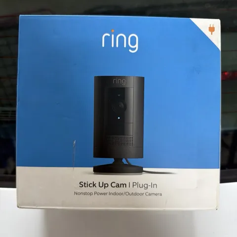 Ring Stick Up Cam Plug-In Wired Indoor Outdoor Security Camera White New Sealed