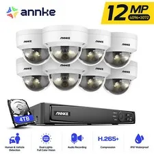 ANNKE 12MP Audio PoE Security IP Camera System 8CH NVR Outdoor Color Night IK08