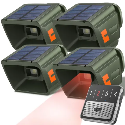 Solar Driveway Alarm Wireless Outdoor 1/2 Mile Range - Customizable Alarm Ton...