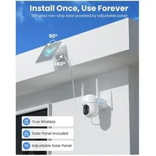 Solar Security Camera 3MP WiFi 6 360°PTZ Color Night Vision