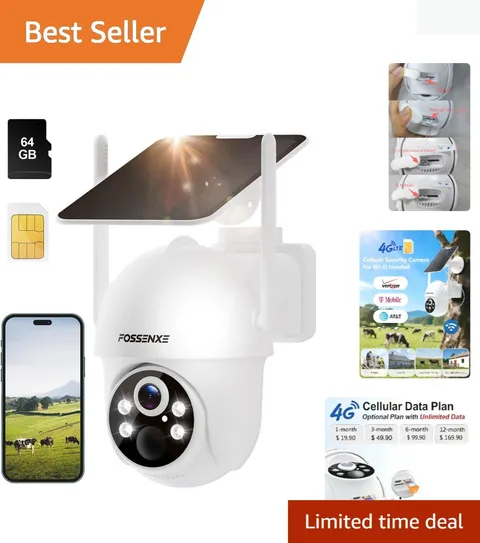 Ultimate Outdoor Security: 4G LTE Cellular Camera with 64GB Card & Two-Way Audio