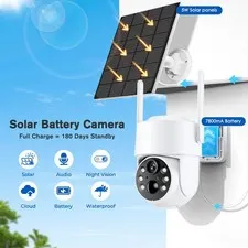 ZRHUNTER 4MP Solar WiFi PTZ Security Camera Outdoor PIR Night Vision