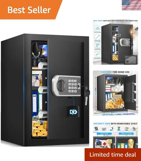 Robust Home Security Safe with Removable Shelves & Silent Mode for Discreet Use