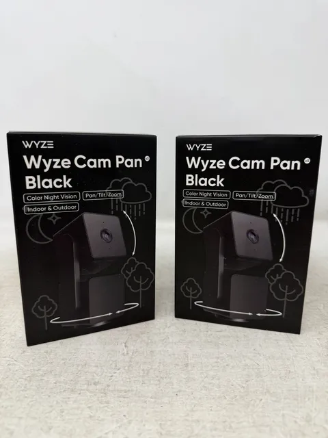 2-Pk Wyze Cam Pan v3 Indoor/Outdoor IP65 1080P 360° Pan/Tilt/Zoom Wi-Fi - Black