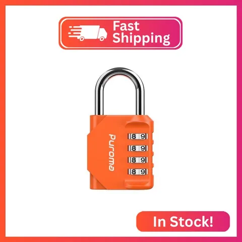 Puroma 1 Pack Combination Lock Locker 4 Digits Combo Padlock Gym Orange