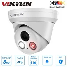 VIKYLIN Turret PoE Security IP Camera 8MP Dual Light Color Night Vision Outdoor